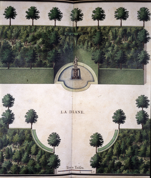 The Diana in the garden of the Castle of Marly the King. Gouache from the copy of the King, dated 1714.