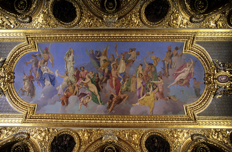 The Assembly of Gods painted by Louis Matout from 1868 on the ceiling of the hall of emperors Wing Denon, Musee du Louvre.