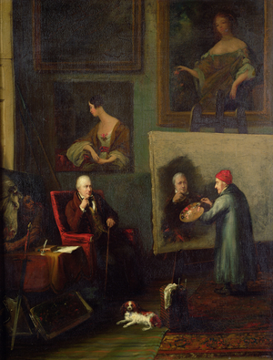 Self portrait of the artist painting Sir Walter Scott (1771-1832)