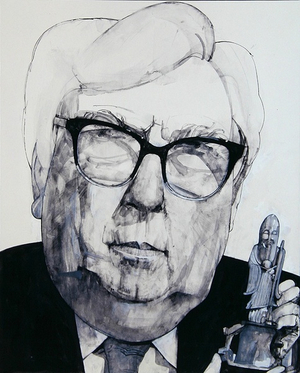Portrait of Arthur Negus, illustration for 'The Listener', 1970s (gouache on board)