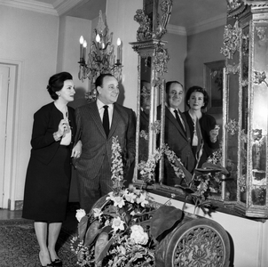 Tino Rossi with his wife Lilia Vetti, Paris, 1963 (b/w photo)