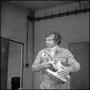 Jean-Pierre Beltoise (BRM) at the rehersal of the Italian Grand Prix, Monza, 1974 (b/w photo)