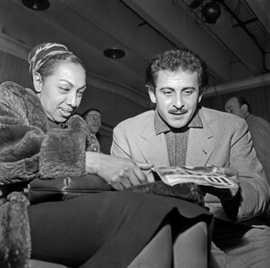 Portrait of Domenico Modugno and Josephine Baker 08/03/1959  (b/w photo)