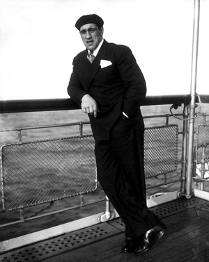 Primo Carnera aboard the transatlantic ship Conte di Savoia en route to the United States, 1933 (b/w photo)