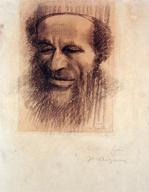 Head of a Rabbi, c.1910 (chalk on buff paper)