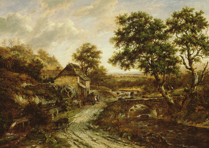 Overshot Flint Mill in Landscape with Fall of Water, 1831 (oil on canvas)