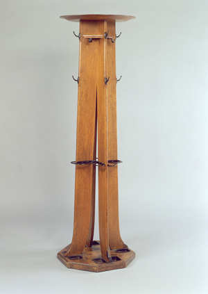 Hat, coat and umbrella stand for the Argyle Street Tearooms, 1897 (oak wood)