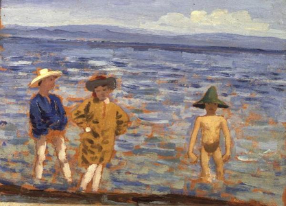 Three Children Paddling, Martigues, 1910