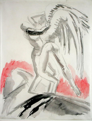 Jacob Wrestling with the Angel, c.1932 (pencil & watercolour on paper)