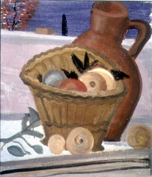 Still life with a basket and pitcher