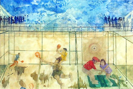 Ship Series: The QE2, Sea Games, 1990 (gouache on paper)