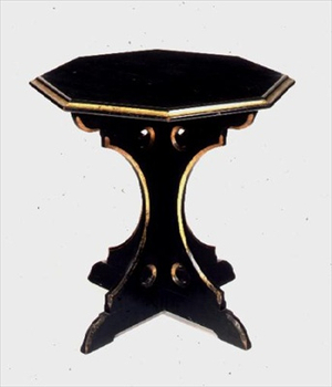 Octagonal table (ebonised and gilded wood)