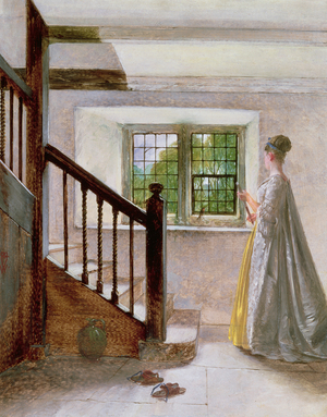 Interior at Haddon Hall, 19th century (oil on board)