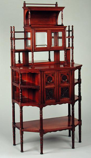 Display cabinet, manufacture attributed to Collinson & Lock, c.1873 (mahogany wood with glazed doors and mirrored back)