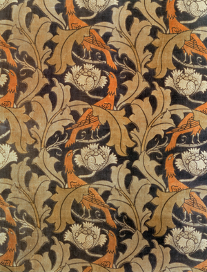 Flowers and Leaves with Birds, manufactured by G.P.& J.Baker for Liberty & Co., c.1893 (printed velveteen)