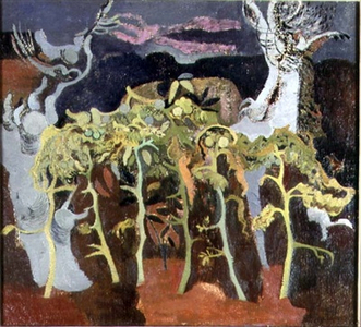 Tomato Plants, Essex (oil on canvas)