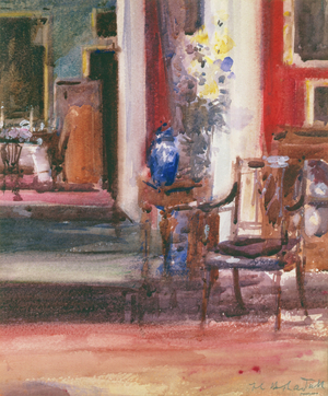 Interior of the Artist's House, Ainslie Place, Edinburgh (w/c on paper)
