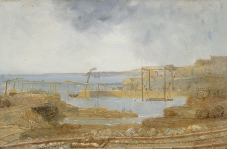 Sketch of Inner Harbour, A Temporary Crane, May 1829 (oil on board)