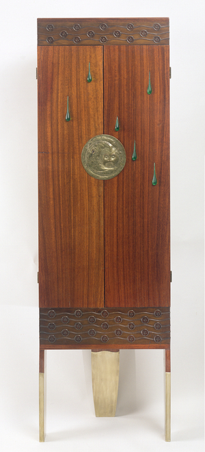 The 'Enchanted Princesses' Cabinet, c.1900 (various woods, applied glass, nickel plated copper) (see also 84711)
