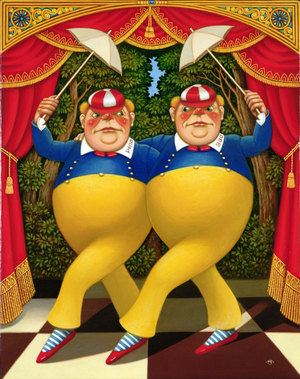 Tweedledum and Tweedledee, 1998 (oil & tempera on panel)