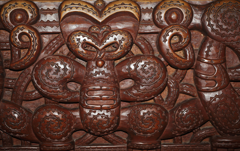 19th century Maori sculpture (1870), decoration of a meeting house, wood sculpture, New Zealand, Dunedin museum