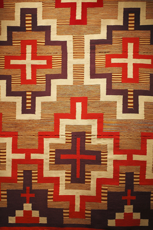 Indian tapestry from North America. Navajo tribe. Textile Creation. Museum of Indian Culture of North America, Phoenix, Arizona, USA