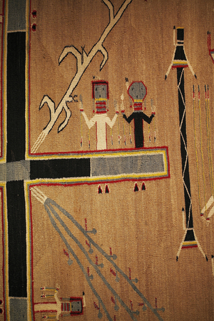 Indian tapestry from North America. Navajo tribe. Textile Creation. Museum of Indian Culture of North America, Phoenix, Arizona, USA