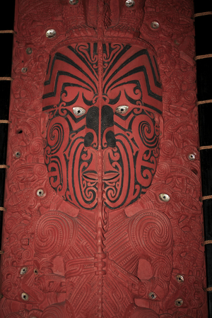 Maori wood sculpture and mask, Tattoo face, Maori tattoo, Auckland Museum, New Zealand