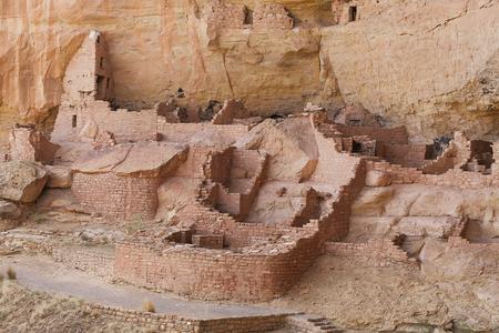 Long House a Mesa Verde - Anasazi ancient American civilization troglodyte dwellings or Pueblo ancestral people, 12th - 14th century - Cliff Dwelling, Mesa Verde National Park, Colorado, USA (USA), UNESCO Site