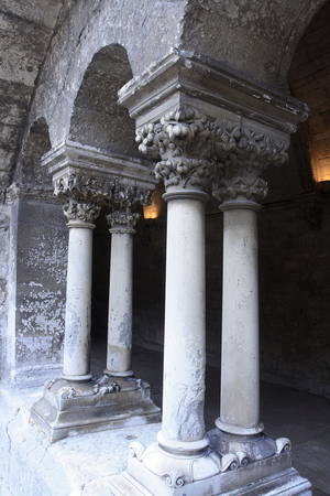Montmajour Abbey/Romanesque arches with double columns/UNESCO class site