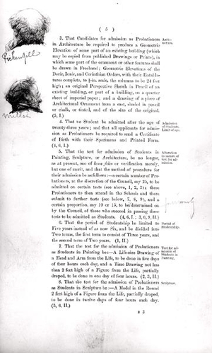 Sketch of a Committee Member, from the margins of the 'Royal Academy of Arts Report of the Special Committee, Elected by the General Assembly on March 10th, 1887', November 1888 (pencil on paper)