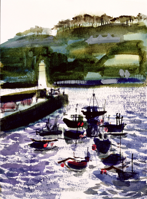 St. Ives Harbour, High Tide (w/c on paper)