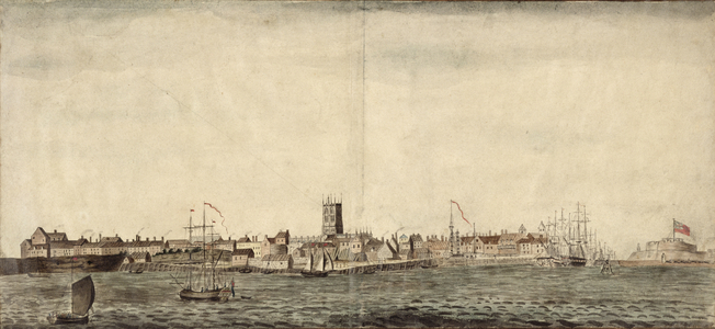 South-east View of Kingston upon Hull (pen, ink & wash on paper)