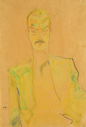 Portrait of Arthur Roessler, 1910 (w/c and charcoal on paper)