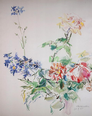 Roses and Delphiniums, 1965 (w/c on paper)
