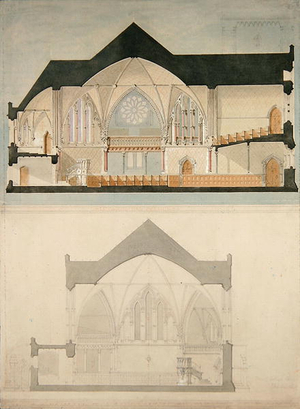 Side Elevation of Trinity College Church, Edinburgh, 1871-72 (w/c & pencil on paper)
