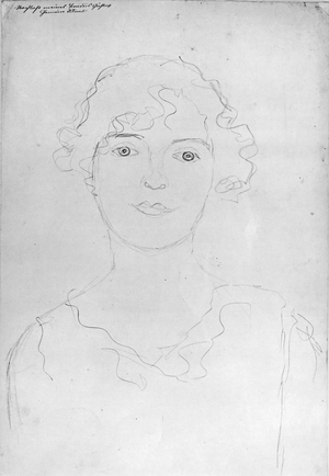 Portrait of a Woman, 1916 (pencil on paper) (b/w photo)