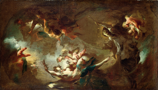 St. John Nepomuk (d.1393) being Taken up to Heaven (oil on canvas)