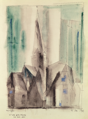 Village, 1924 (pen & ink and w/c on paper)