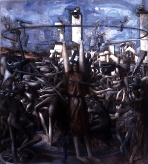 Isotta; Preparations for the Departure of Argo, 1987 (acrylic on canvas)