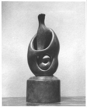 Mother and Child, Egg Form, 1977 (bronze) (b/w photo)