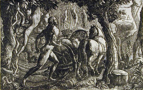 The Ploughman - Christian Ploughing the last Furrow of Life, 1827 from an edition of 350 prints published for the album 'A Memoir' by Calvert's son, 1893 (wood engraving) (b/w photo)