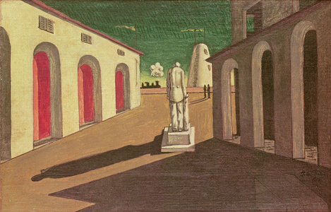 Piazza d'Italia Con Statua, Treno et Torre, 1915 (oil on canvas)