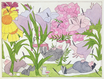 Illustration from 'Schlaraffenland' by Hans Sachs (1494-1576) (pen & ink and w/c on paper)