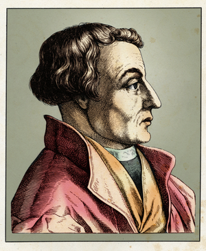portrait of German reformer theologian Martin BUCER (1491-1551), 1854 (engraving)