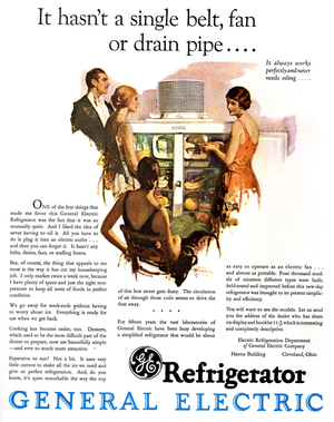 General Electric Brand Refrigerator Advertisement, 20s