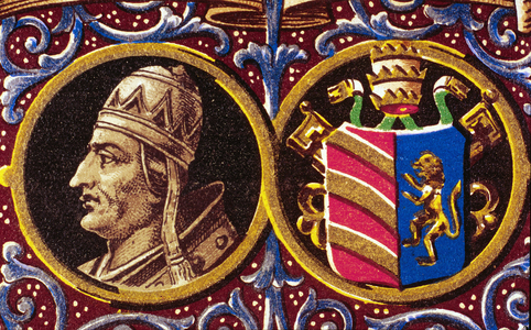 Middle Ages: representation of Pope Nicholas II (Nicola, Nicholas or Nicolo or Niccolo or Nicolaus) (1058-1061). Chromolithography 1903.