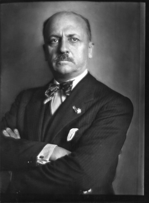 Portrait of the Italian writer Filippo Tommaso Marinetti (1876-1944). c.1939 (b/w photo)