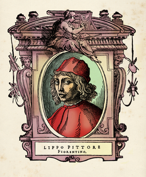 Portrait of Lippo di Benivieni (13th-14th century) Engraving from “The Lives” by Giorgio Vasari (1511-1574) 1568