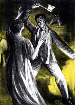 Illustration for Edgar Allan Poe's Extraordinary Stories Ed. Italian 1908: The Black Cat (engraving)